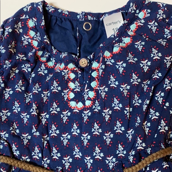 18 mo Navy print lg sleeve, lined dress w panties - Picture 2 of 5